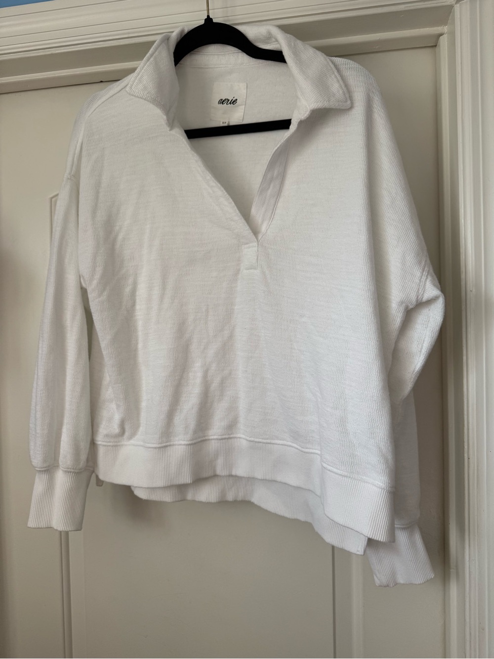 aerie White Collared Pullover Sweater oversized